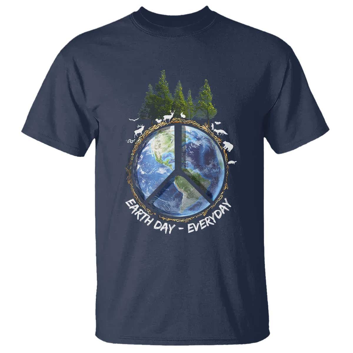 Earth Day T Shirt Everyday Peace Sign Positive Vibes TS10 Navy Print Your Wear