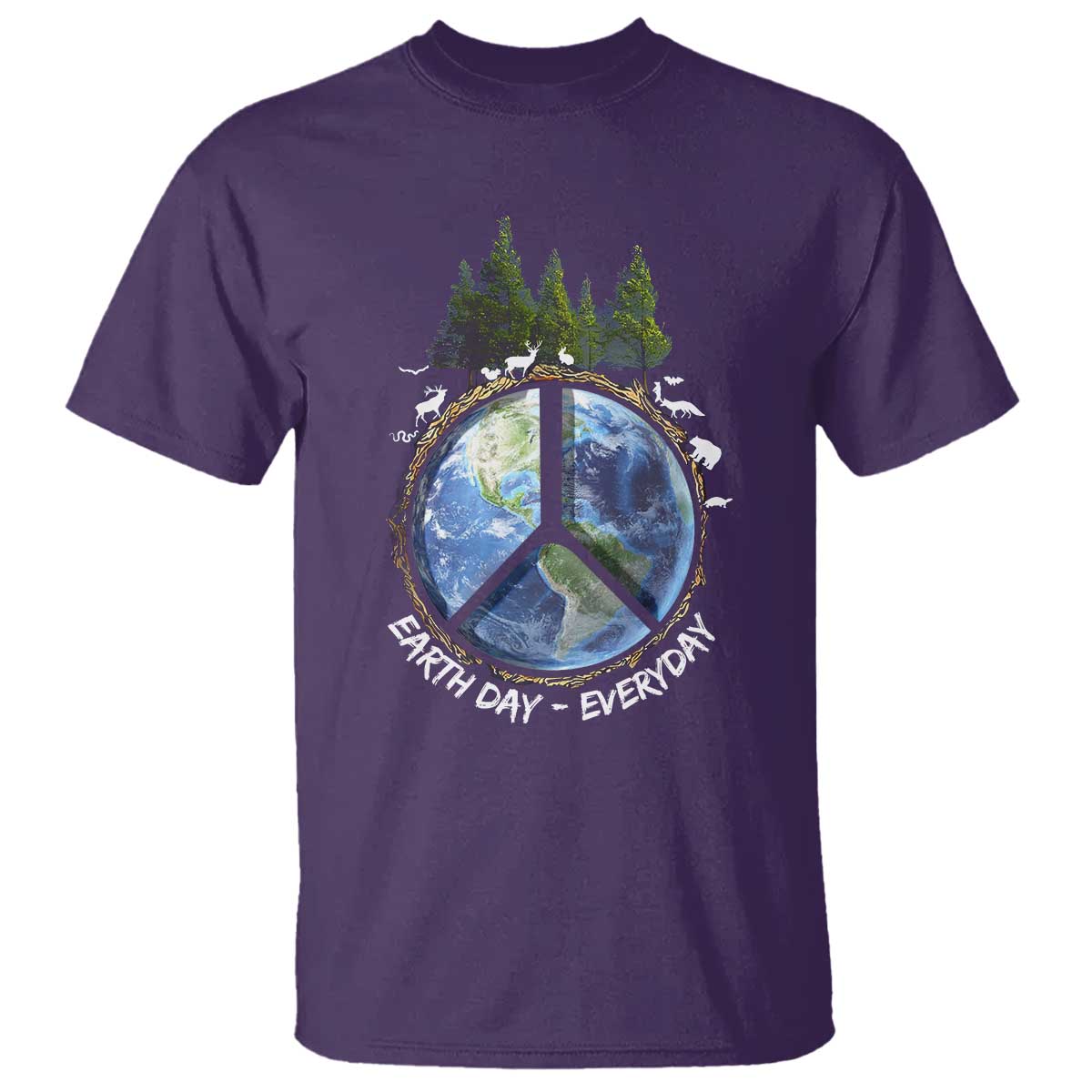 Earth Day T Shirt Everyday Peace Sign Positive Vibes TS10 Purple Print Your Wear