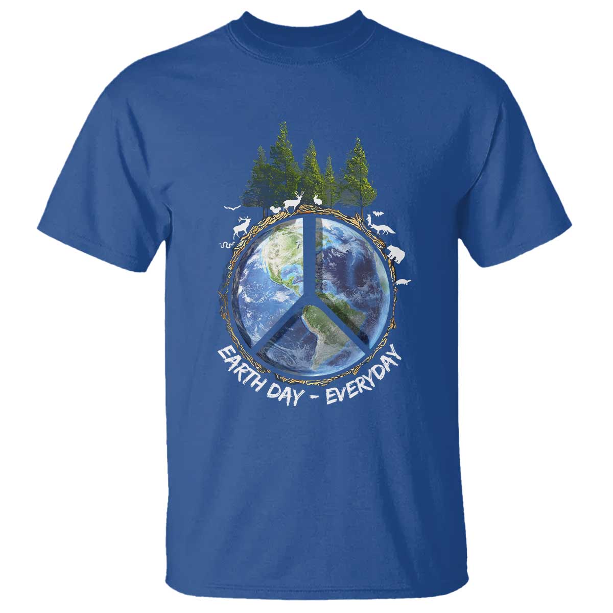 Earth Day T Shirt Everyday Peace Sign Positive Vibes TS10 Royal Blue Print Your Wear