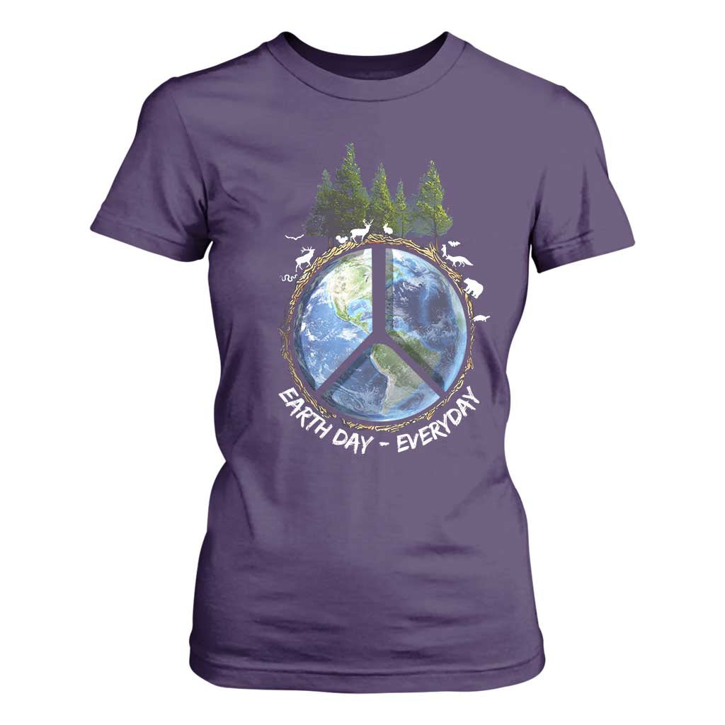 Earth Day T Shirt For Women Everyday Peace Sign Positive Vibes TS10 Purple Print Your Wear
