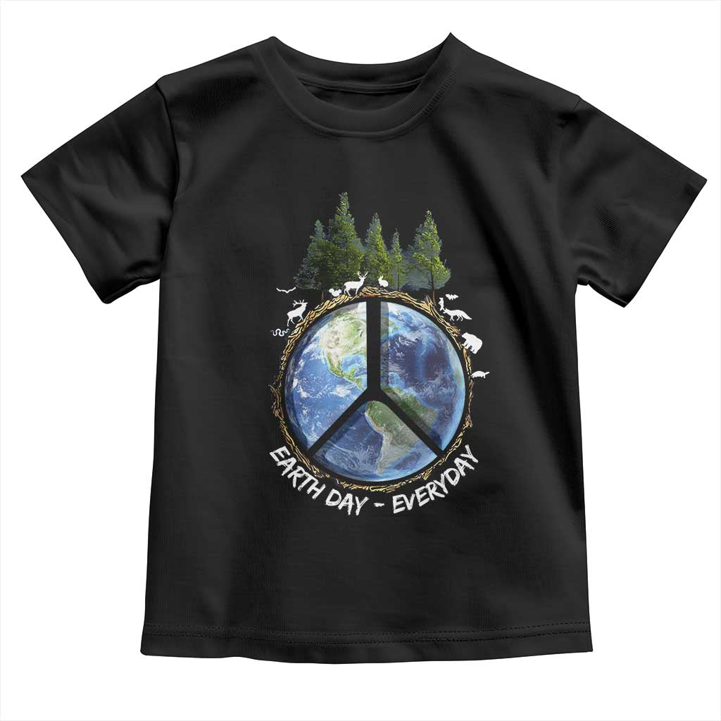 Earth Day Toddler T Shirt Everyday Peace Sign Positive Vibes TS10 Black Print Your Wear