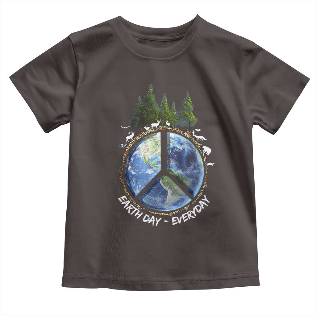 Earth Day Toddler T Shirt Everyday Peace Sign Positive Vibes TS10 Dark Chocolate Print Your Wear