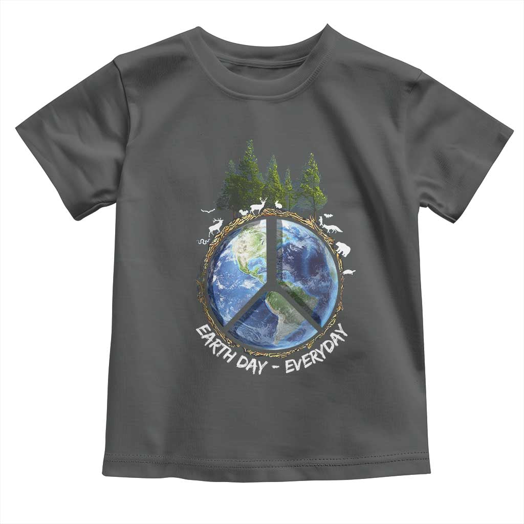 Earth Day Toddler T Shirt Everyday Peace Sign Positive Vibes TS10 Dark Heather Print Your Wear
