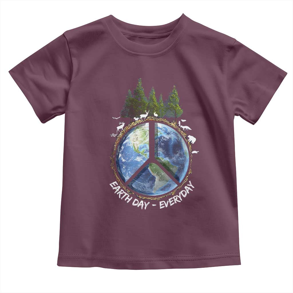 Earth Day Toddler T Shirt Everyday Peace Sign Positive Vibes TS10 Maroon Print Your Wear