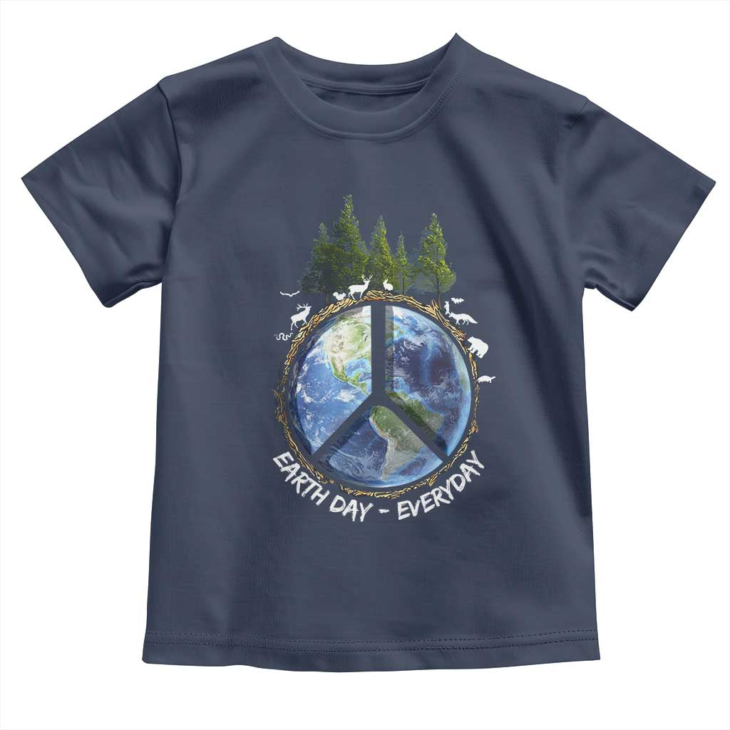 Earth Day Toddler T Shirt Everyday Peace Sign Positive Vibes TS10 Navy Print Your Wear