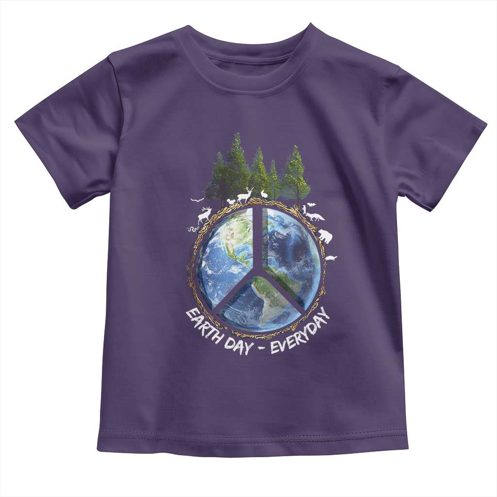 Earth Day Toddler T Shirt Everyday Peace Sign Positive Vibes TS10 Purple Print Your Wear