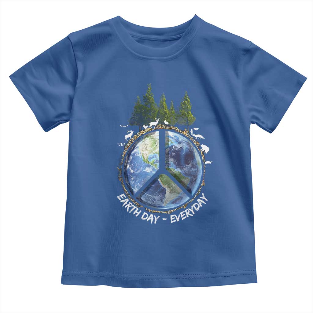 Earth Day Toddler T Shirt Everyday Peace Sign Positive Vibes TS10 Royal Blue Print Your Wear