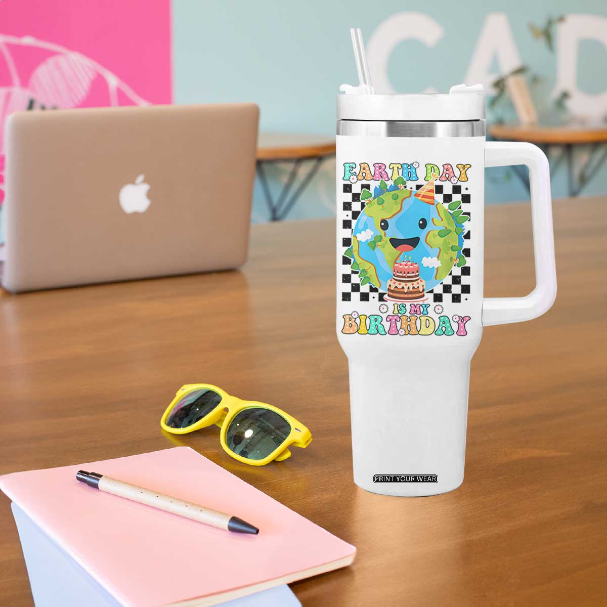 Earth Day Birthday Tumbler With Handle Its My Birthday April 22 TS10 Print Your Wear