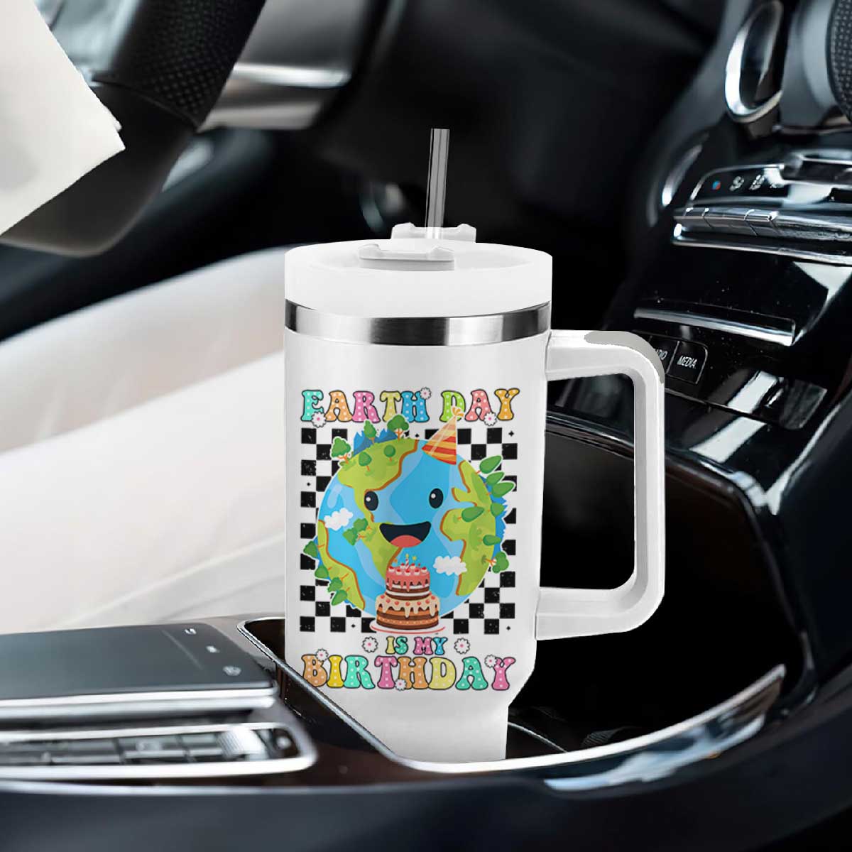 Earth Day Birthday Tumbler With Handle Its My Birthday April 22 TS10 Print Your Wear