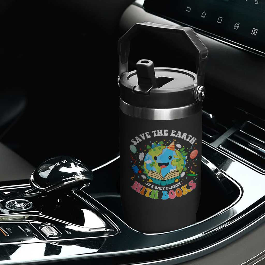 Earth Day Flip Straw Tumbler Save Earth Its Only Planet With Books Reader TS10 Print Your Wear