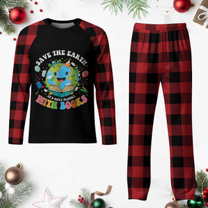 Earth Day Plaid Pajama Set Save Earth Its Only Planet With Books Reader TS10 Buffalo Plaid Print Your Wear