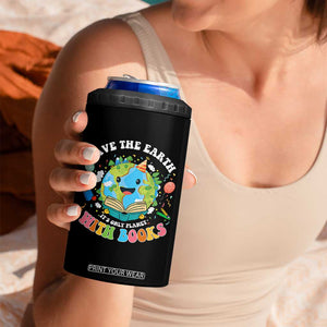 Earth Day 4 in 1 Can Cooler Tumbler Save Earth Its Only Planet With Books Reader TS10 Print Your Wear