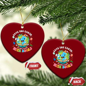 Earth Day Ceramic Ornament Save Earth Its Only Planet With Books Reader TS10 Print Your Wear