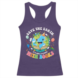 Earth Day Racerback Tank Top Save Earth Its Only Planet With Books Reader TS10 Purple Print Your Wear