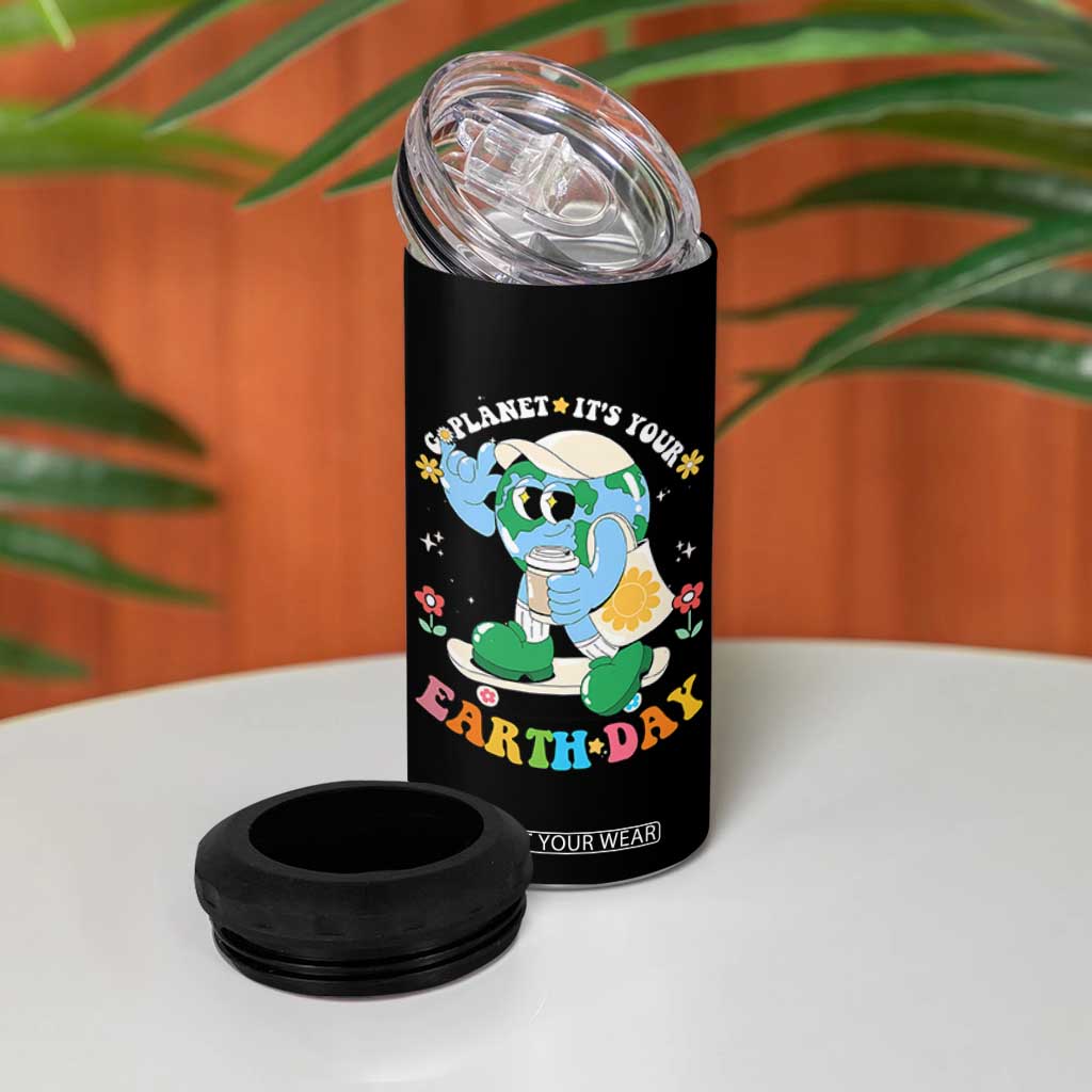 Earth Day 4 in 1 Can Cooler Tumbler Cute Go Planet Its Your Earthday Groovy TS10 Print Your Wear