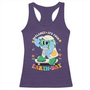 Earth Day Racerback Tank Top Cute Go Planet Its Your Earthday Groovy TS10 Purple Print Your Wear