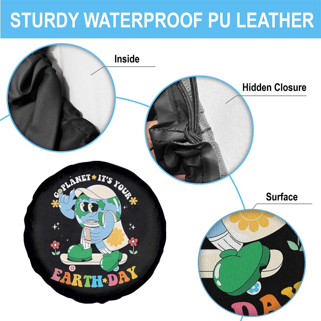 Earth Day Spare Tire Cover Cute Go Planet Its Your Earthday Groovy TS10 Print Your Wear
