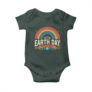 Earth Day Baby Onesie Everyday Retro Rainbow TS10 Dark Forest Green Print Your Wear
