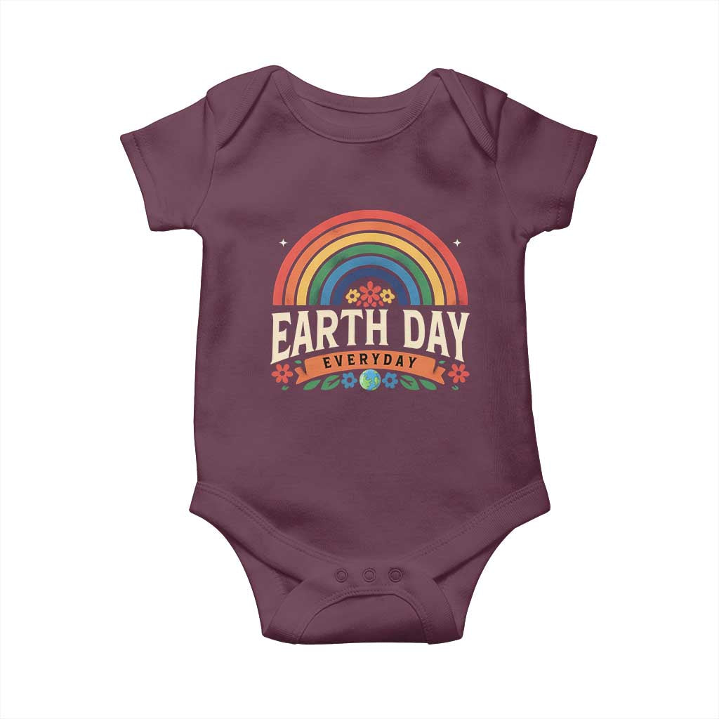 Earth Day Baby Onesie Everyday Retro Rainbow TS10 Maroon Print Your Wear
