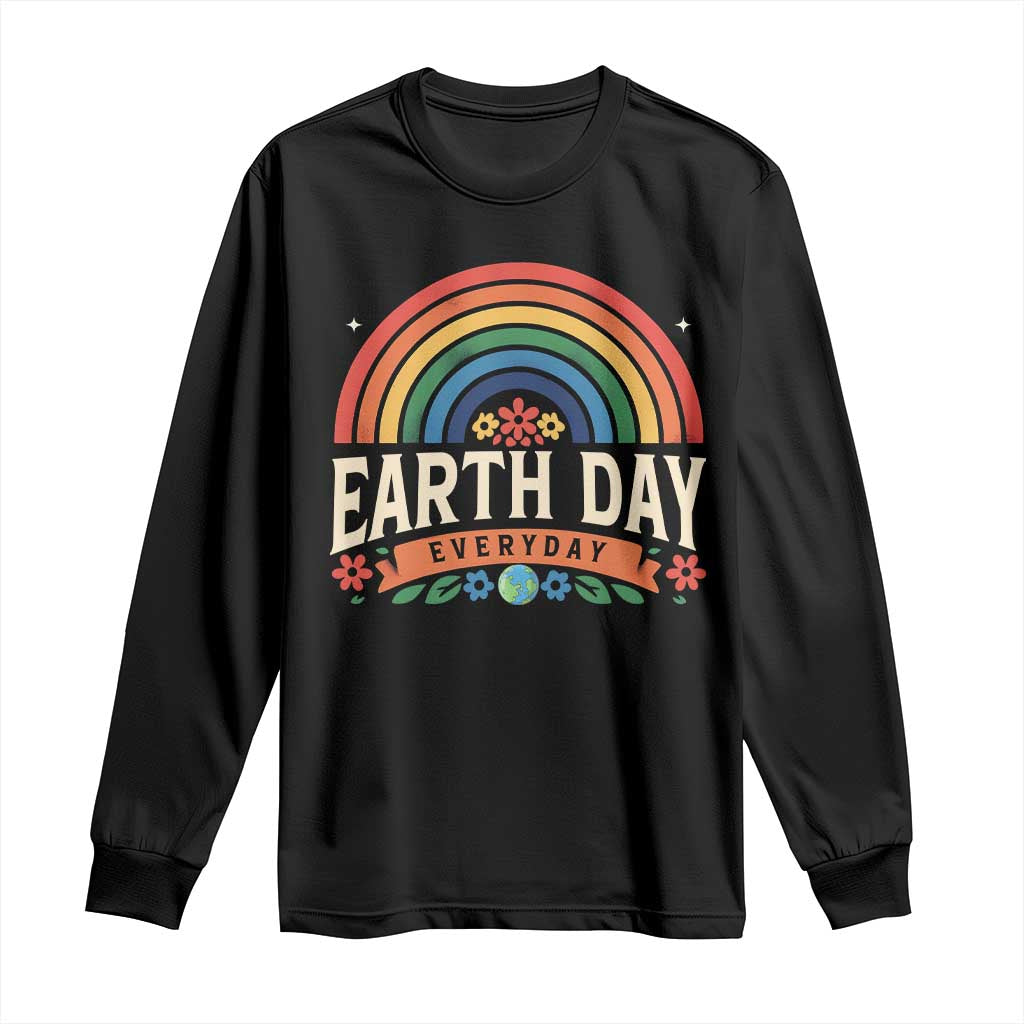 Earth Day Long Sleeve Shirt Everyday Retro Rainbow TS10 Black Print Your Wear