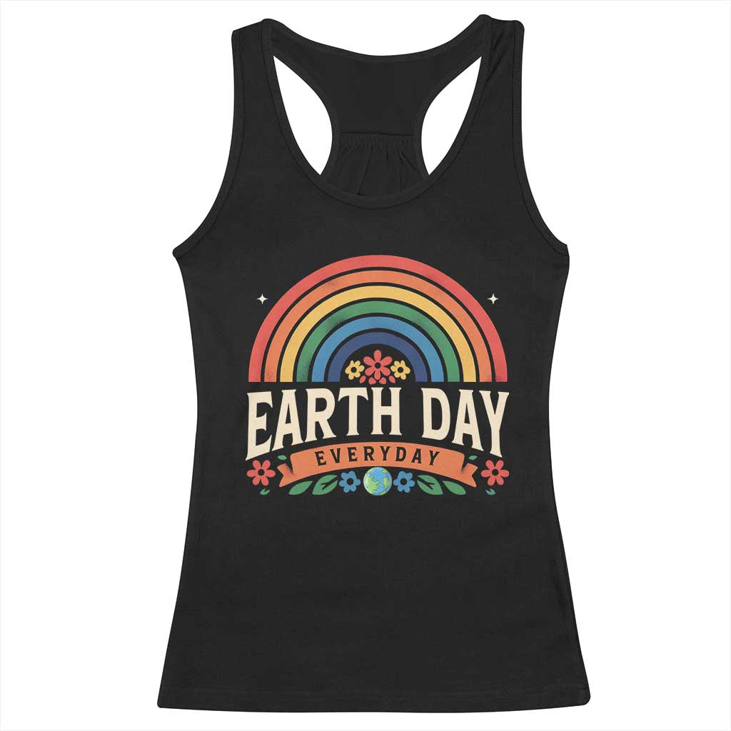 Earth Day Racerback Tank Top Everyday Retro Rainbow TS10 Black Print Your Wear