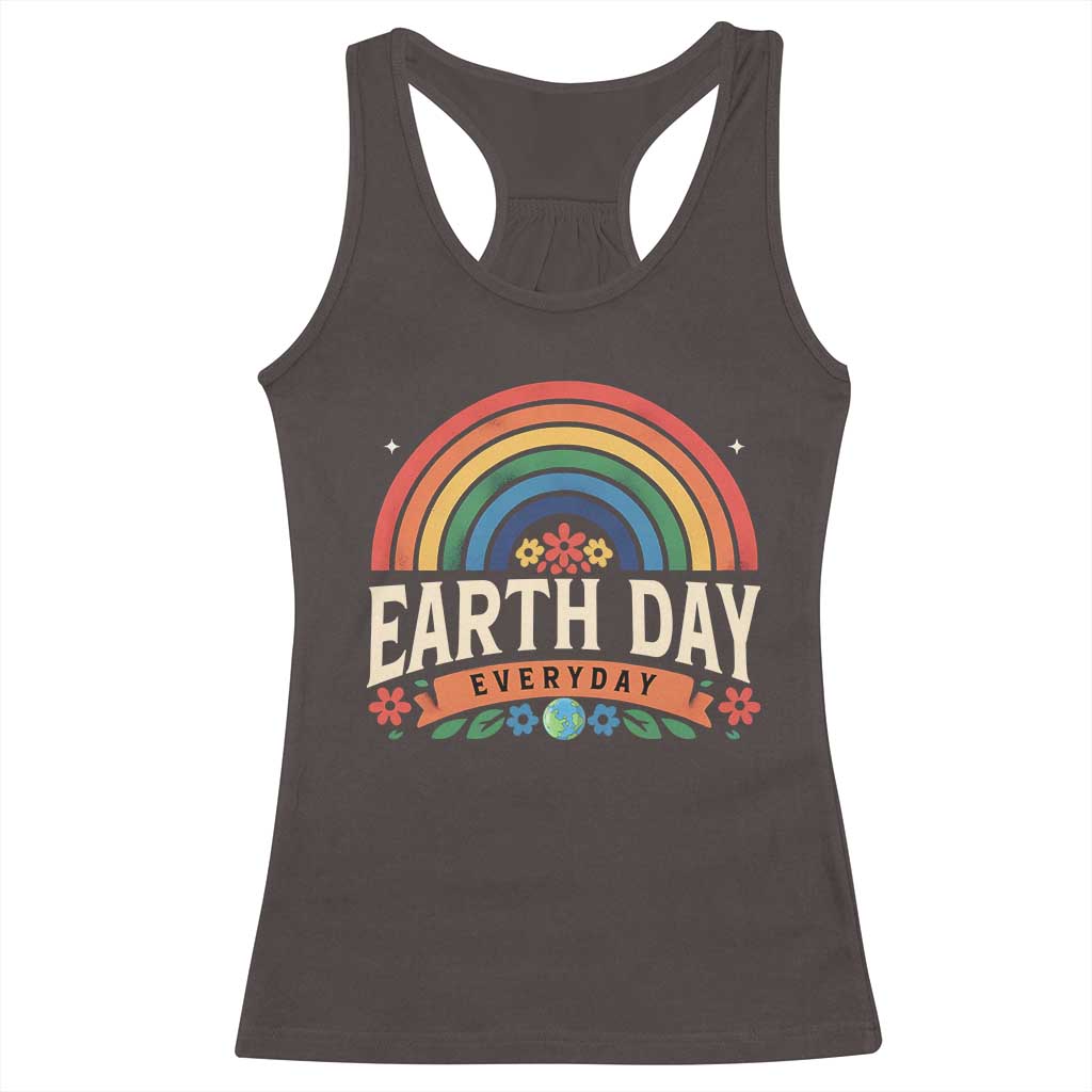 Earth Day Racerback Tank Top Everyday Retro Rainbow TS10 Dark Chocolate Print Your Wear