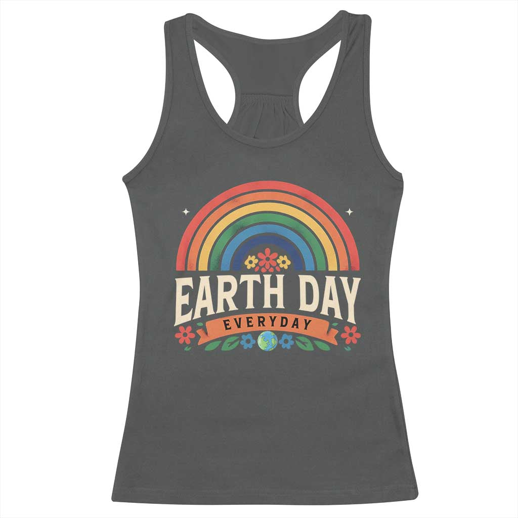 Earth Day Racerback Tank Top Everyday Retro Rainbow TS10 Dark Heather Print Your Wear