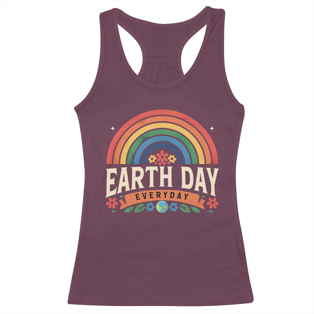Earth Day Racerback Tank Top Everyday Retro Rainbow TS10 Maroon Print Your Wear