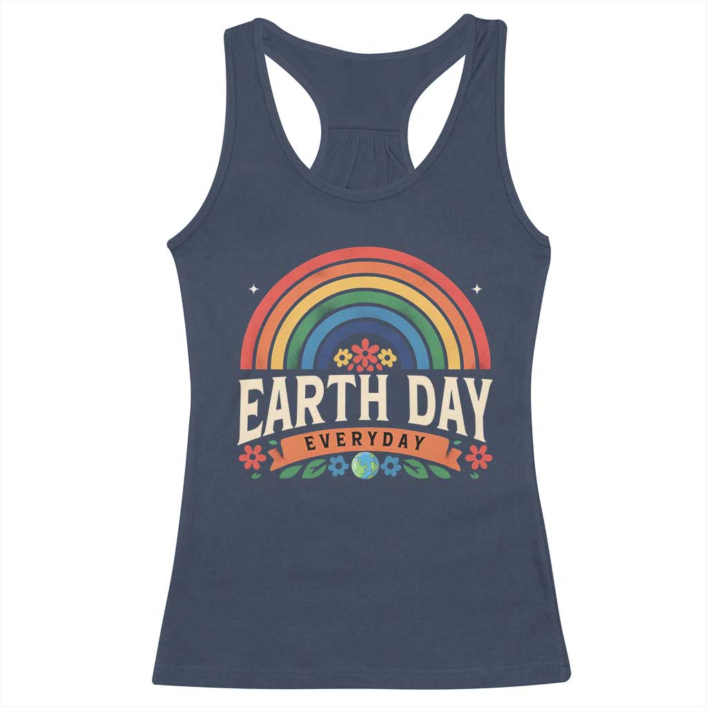 Earth Day Racerback Tank Top Everyday Retro Rainbow TS10 Navy Print Your Wear