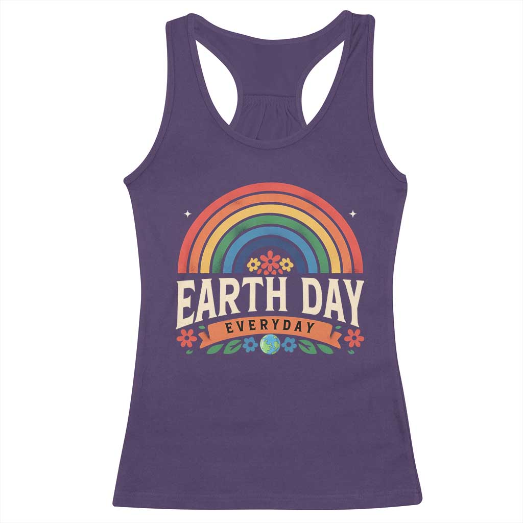 Earth Day Racerback Tank Top Everyday Retro Rainbow TS10 Purple Print Your Wear