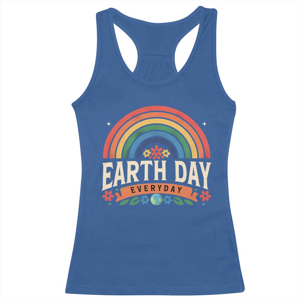Earth Day Racerback Tank Top Everyday Retro Rainbow TS10 Royal Blue Print Your Wear