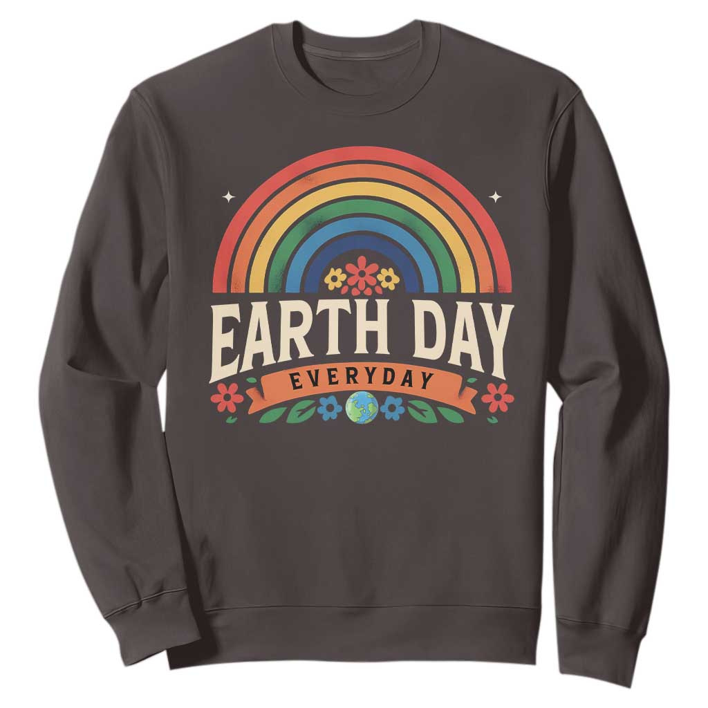 Earth Day Sweatshirt Everyday Retro Rainbow TS10 Dark Chocolate Print Your Wear