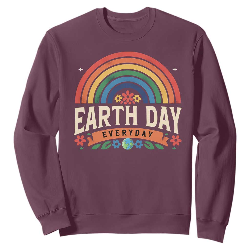 Earth Day Sweatshirt Everyday Retro Rainbow TS10 Maroon Print Your Wear