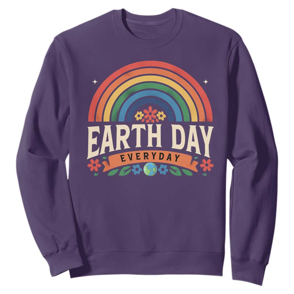 Earth Day Sweatshirt Everyday Retro Rainbow TS10 Purple Print Your Wear