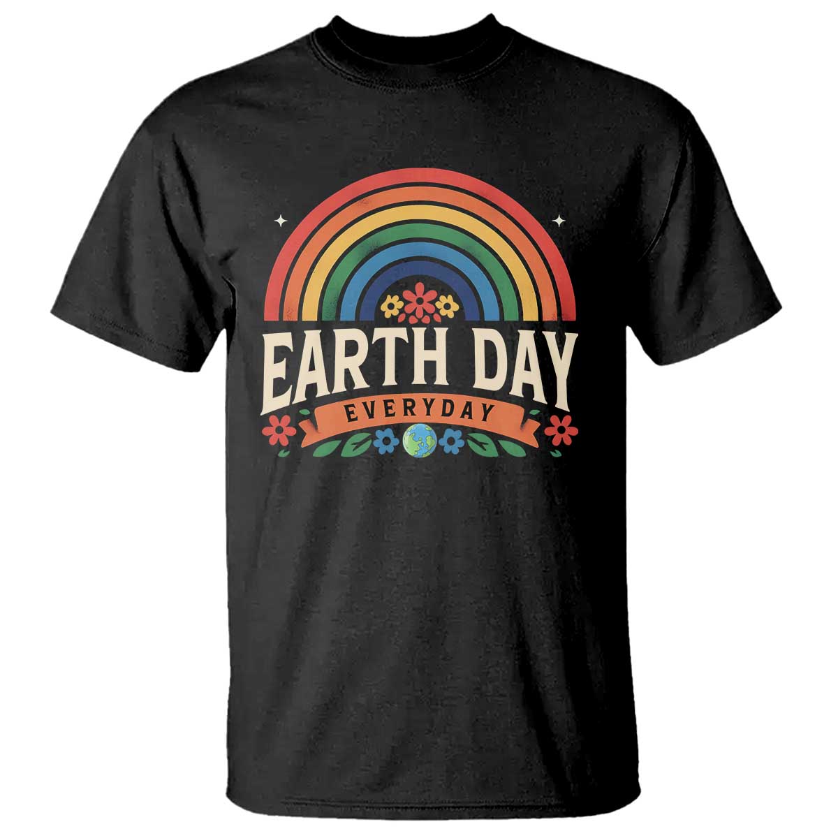 Earth Day T Shirt Everyday Retro Rainbow TS10 Black Print Your Wear