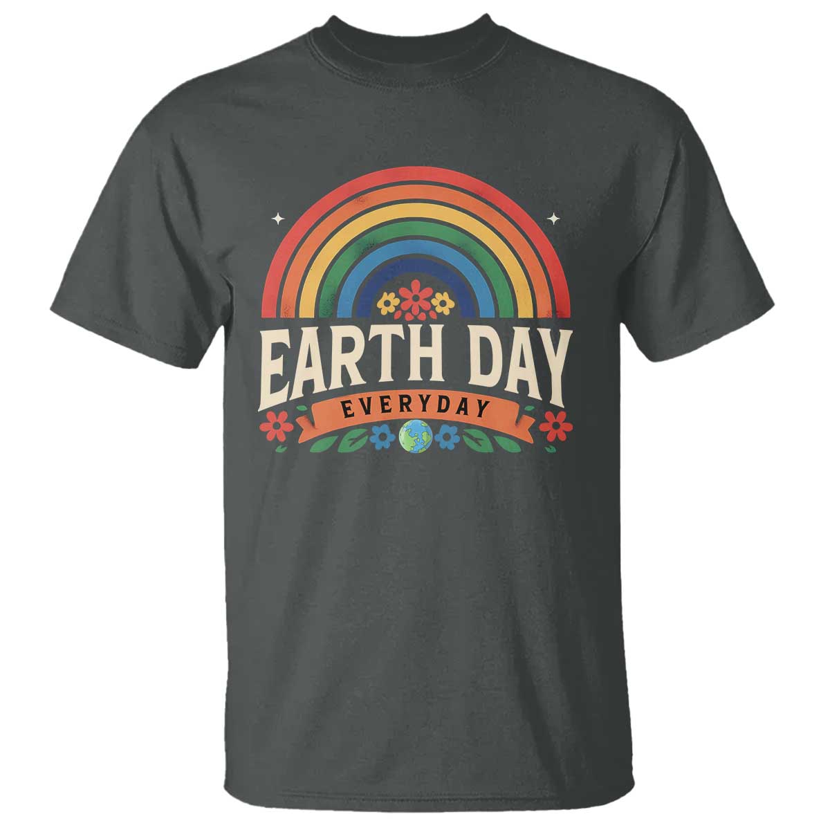 Earth Day T Shirt Everyday Retro Rainbow TS10 Dark Heather Print Your Wear