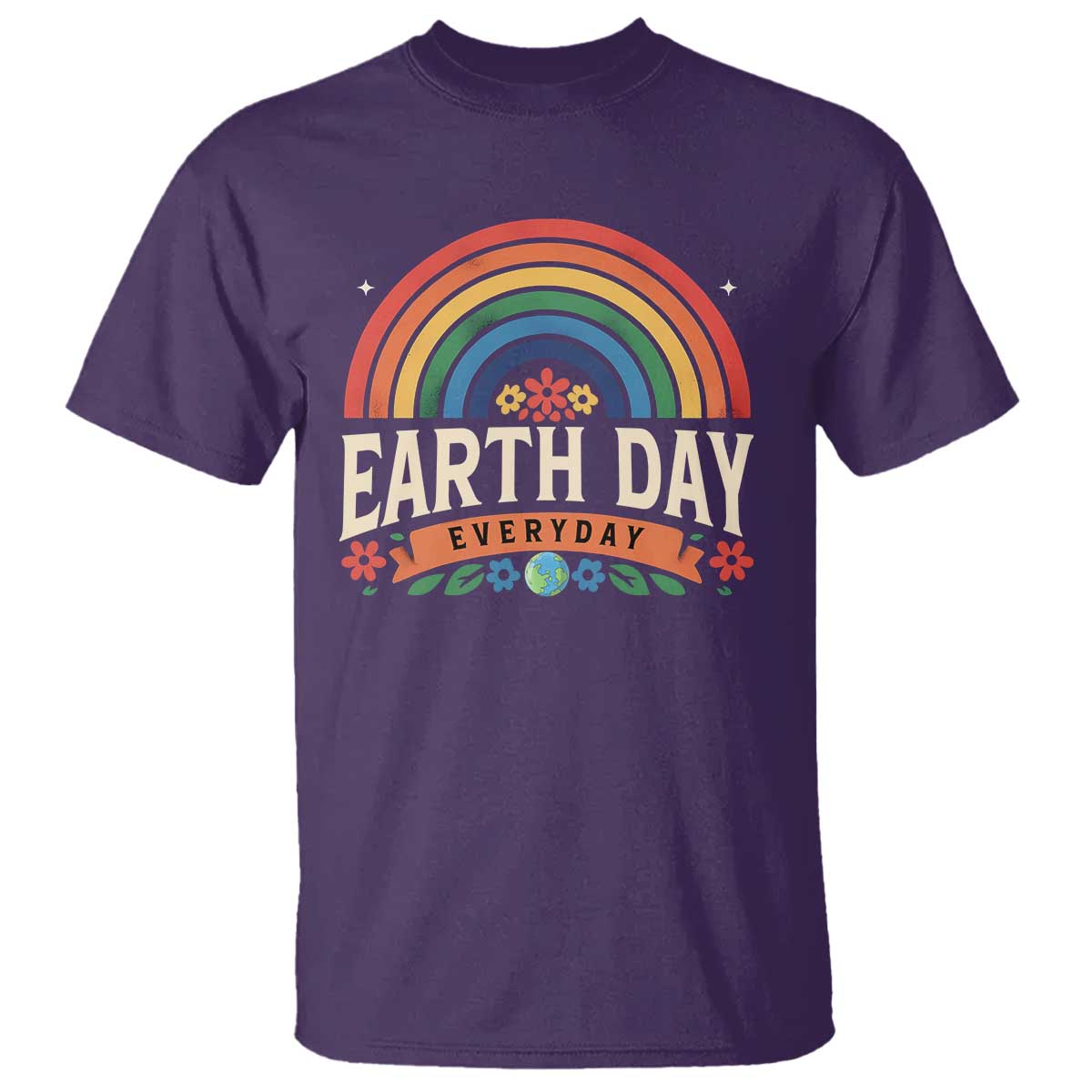 Earth Day T Shirt Everyday Retro Rainbow TS10 Purple Print Your Wear