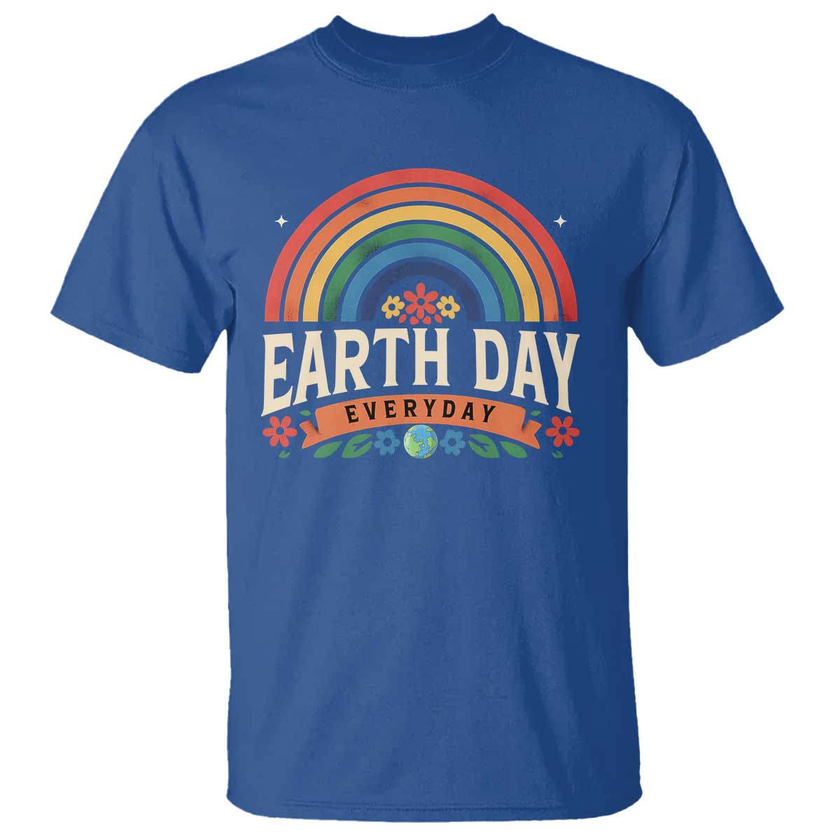 Earth Day T Shirt Everyday Retro Rainbow TS10 Royal Blue Print Your Wear