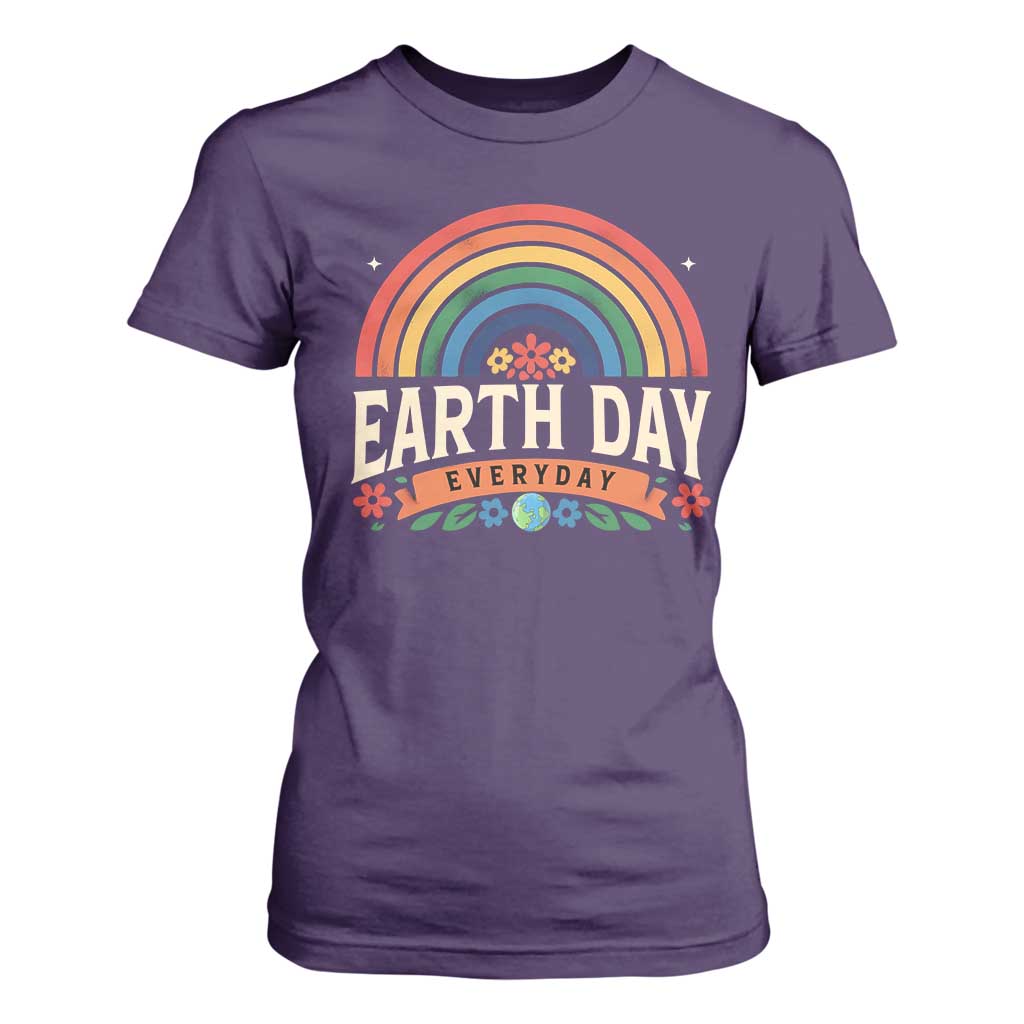 Earth Day T Shirt For Women Everyday Retro Rainbow TS10 Purple Print Your Wear