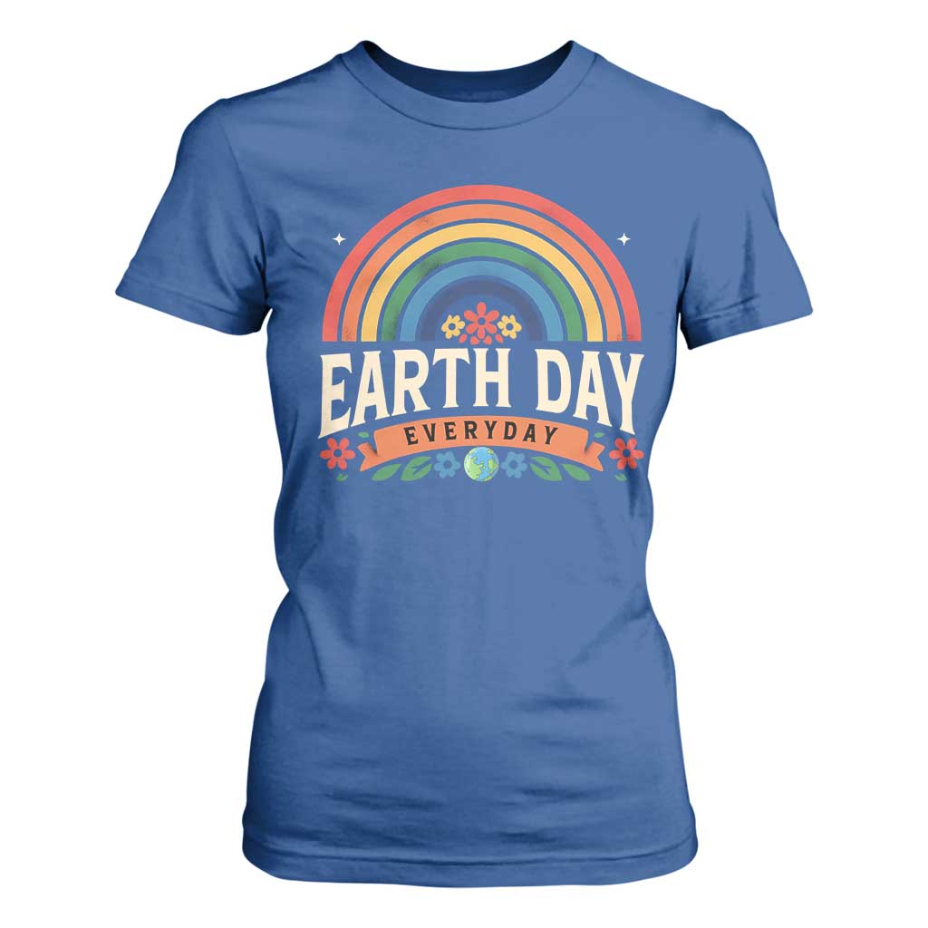 Earth Day T Shirt For Women Everyday Retro Rainbow TS10 Royal Blue Print Your Wear