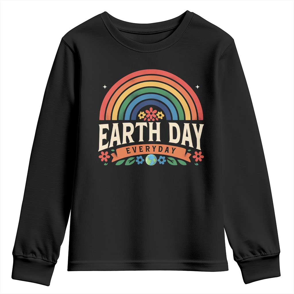 Earth Day Youth Sweatshirt Everyday Retro Rainbow TS10 Black Print Your Wear