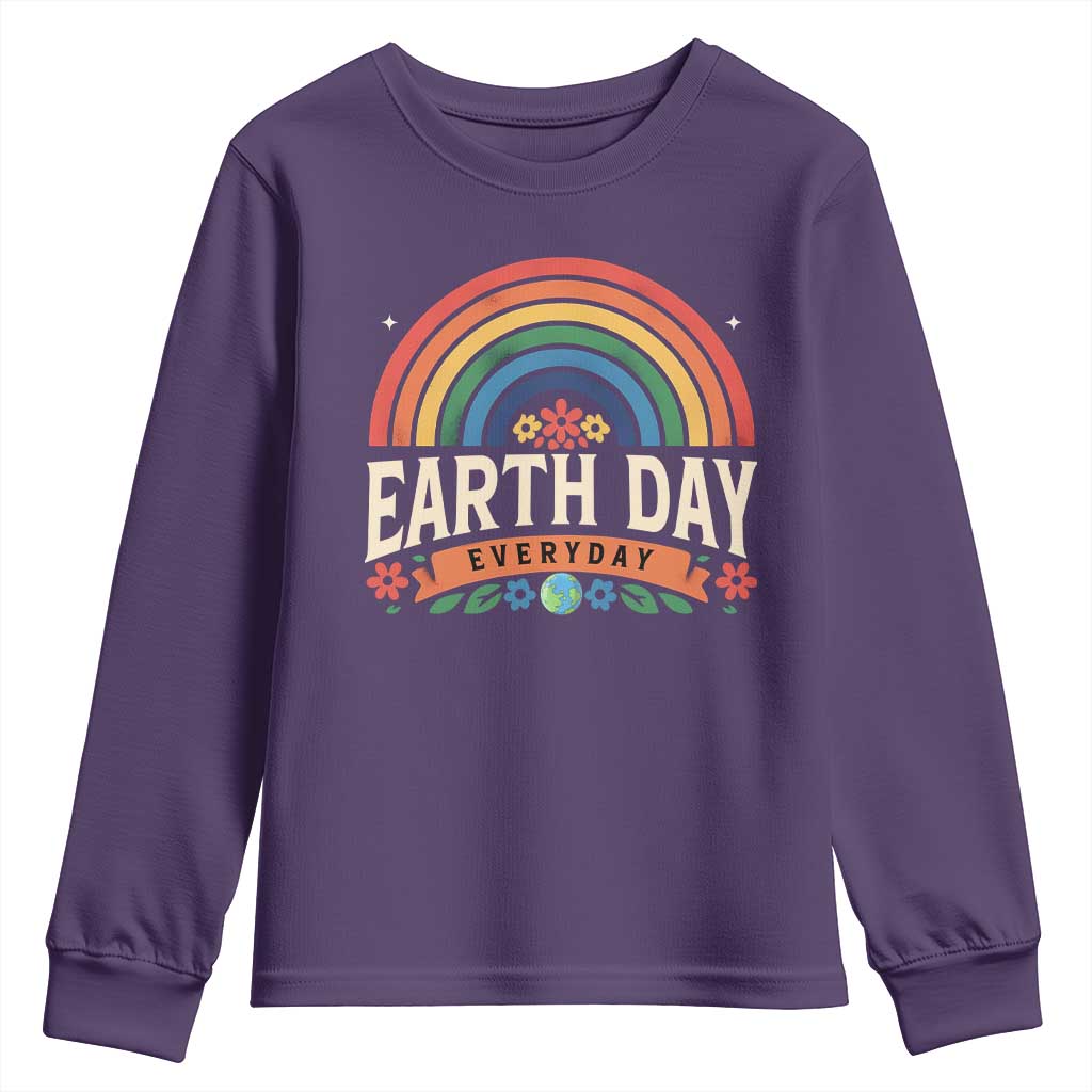 Earth Day Youth Sweatshirt Everyday Retro Rainbow TS10 Purple Print Your Wear