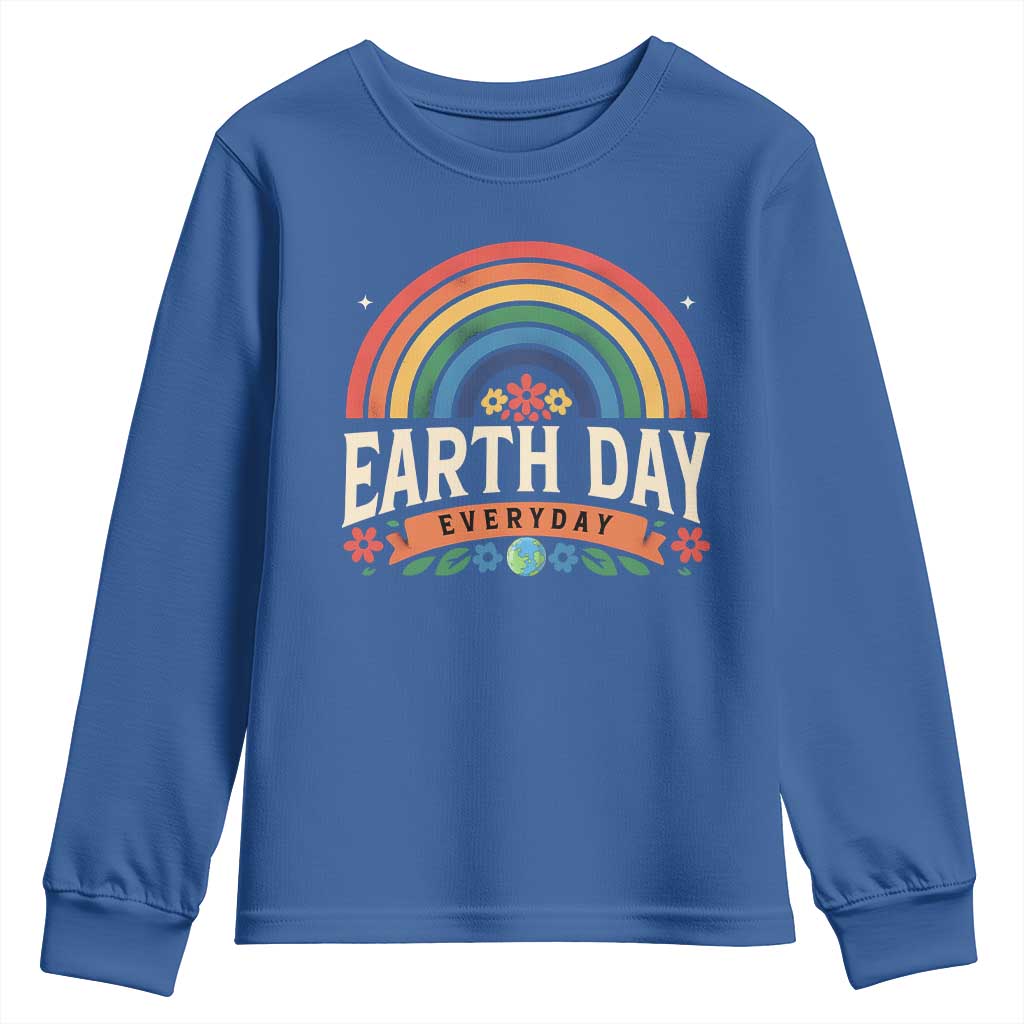 Earth Day Youth Sweatshirt Everyday Retro Rainbow TS10 Royal Blue Print Your Wear