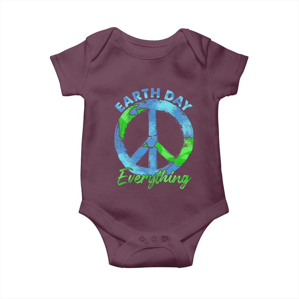 Piece Everyday Earth Day Baby Onesie Peace Sign Positive Vibes TS10 Maroon Print Your Wear