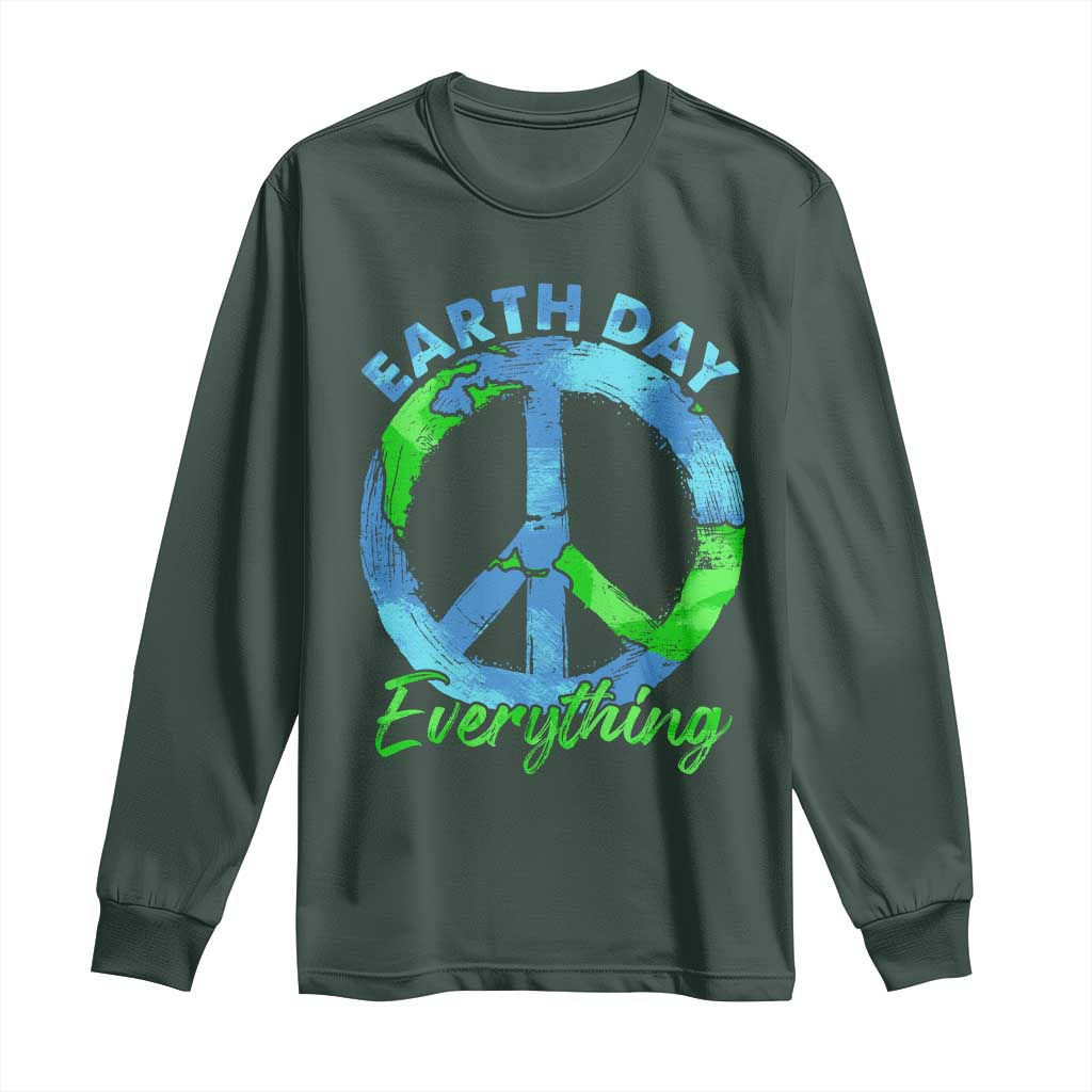 Piece Everyday Earth Day Long Sleeve Shirt Peace Sign Positive Vibes TS10 Dark Forest Green Print Your Wear