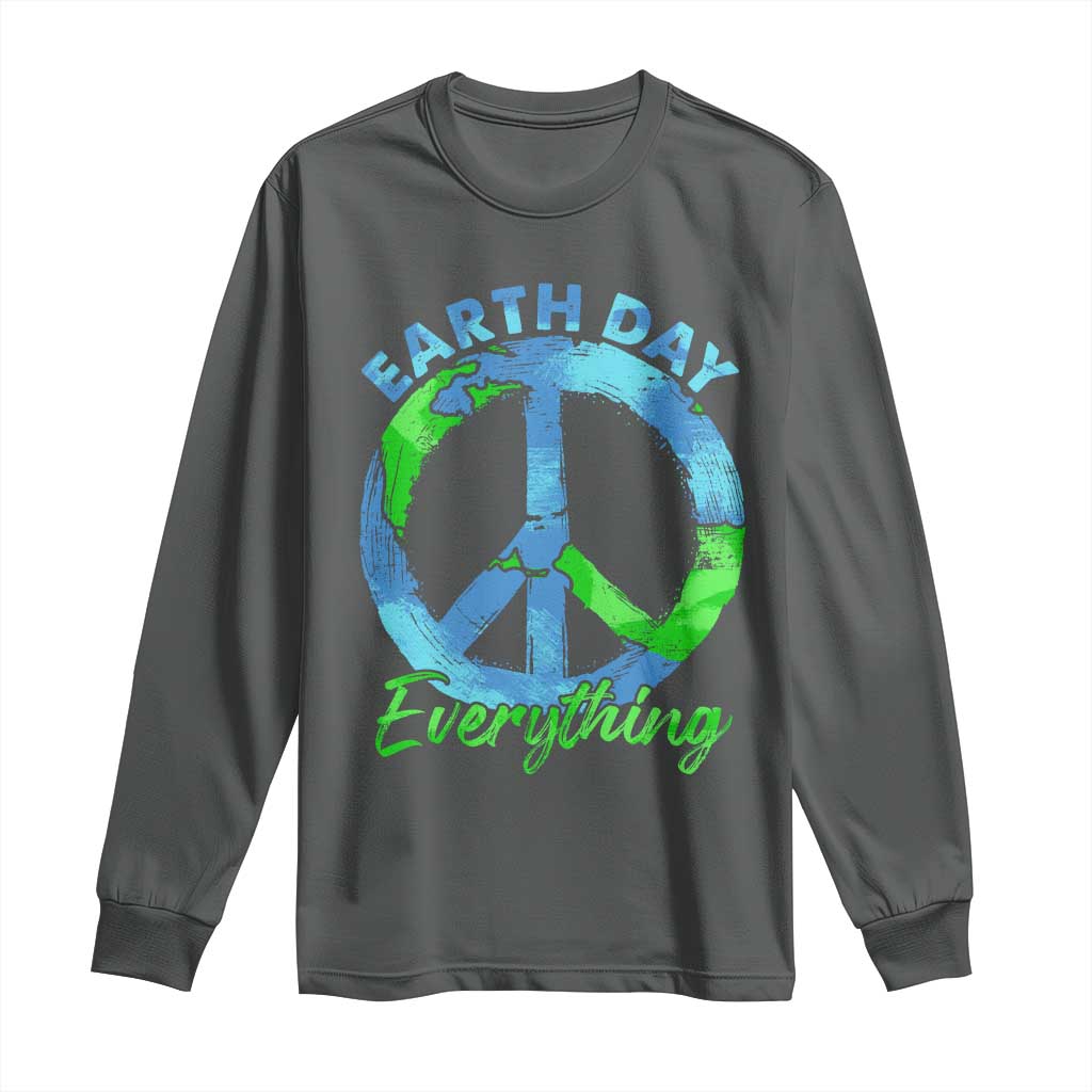 Piece Everyday Earth Day Long Sleeve Shirt Peace Sign Positive Vibes TS10 Dark Heather Print Your Wear