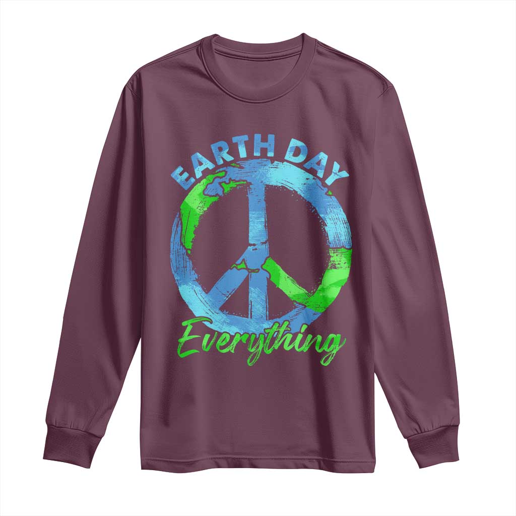 Piece Everyday Earth Day Long Sleeve Shirt Peace Sign Positive Vibes TS10 Maroon Print Your Wear