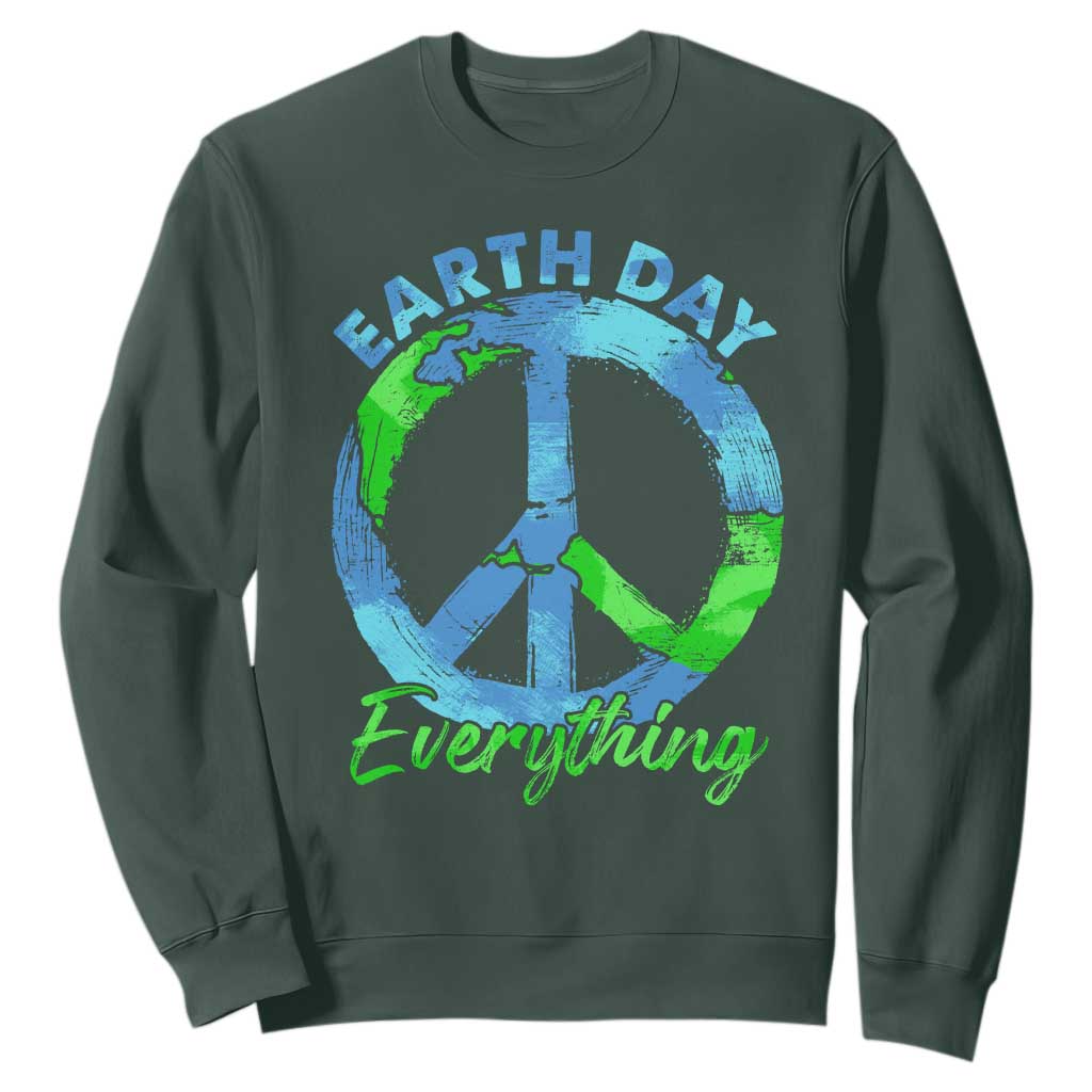 Piece Everyday Earth Day Sweatshirt Peace Sign Positive Vibes TS10 Dark Forest Green Print Your Wear