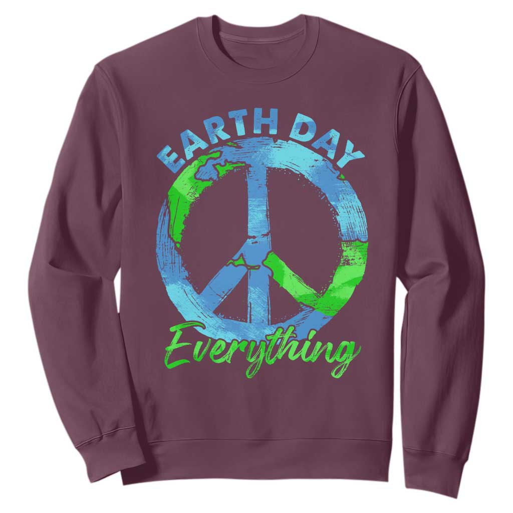 Piece Everyday Earth Day Sweatshirt Peace Sign Positive Vibes TS10 Maroon Print Your Wear