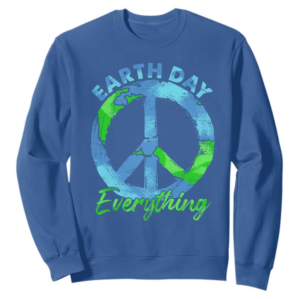 Piece Everyday Earth Day Sweatshirt Peace Sign Positive Vibes TS10 Royal Blue Print Your Wear